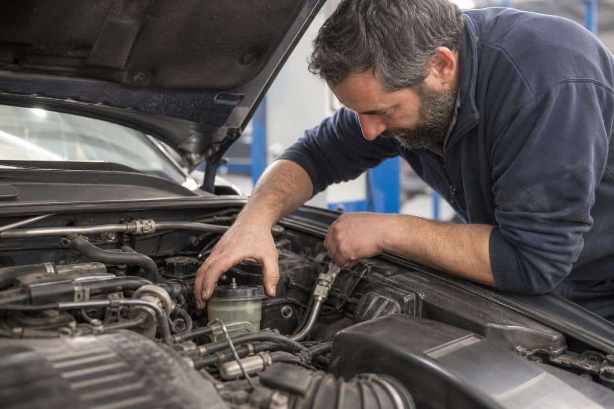 mechanic performing power steering flush Blue Ridge Auto